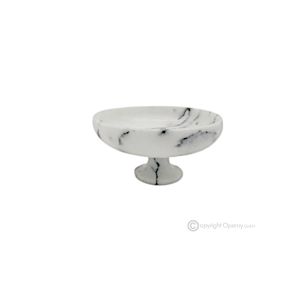 OBSTSCHALE aus Bianco Ibiza-Marmor, exklusives Herzstück, handgefertigt aus authentischem Naturstein.