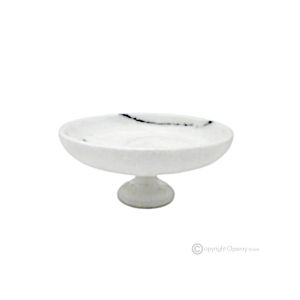 OBSTSCHALE aus Bianco-Ibiza-Marmor, original handgefertigtes dekoratives Herzstück, Naturstein.