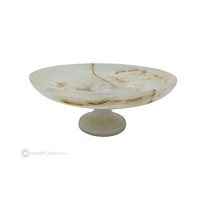OBSTSCHALE aus Onyx-Iris-Marmor, dekorativer handgefertigter Tafelaufsatz aus authentischem Naturstein.