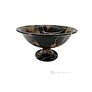 OBSTSCHALE aus Nero Michelangelo-Marmor, dekorativer handgefertigter Tafelaufsatz, originaler Naturstein.