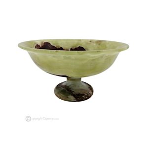 OBSTSCHALE aus grünem Onyx-Marmor, dekoratives handgefertigtes Herzstück, authentischer Naturstein.
