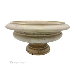 OBSTSCHALE aus Teak-Marmor, dekoratives handgefertigtes Herzstück aus authentischem Naturstein.