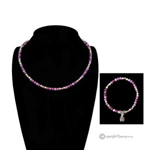 VIOLA – Set aus Halskette und Armband aus Amethyst und Hämatit, handgefertigtes italienisches Kunsthandwerk.