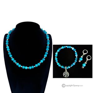 BLAUER HIMMEL – Handgefertigtes Set aus Halskette, Armband und Ohrringen aus blauem Amazonit.