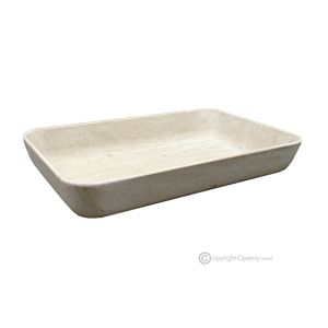 MITTELSTÜCK aus mokkacremefarbenem, naturbeigem Stein, handgefertigtes, elegantes Design.