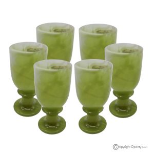 6er Set Gläser aus grünem Onyx-Marmor, unbehandelter Naturstein nur für Wasser, modernes Design.