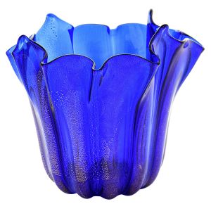 FAZZOLETTO COSTE ORO Murano Glas Schale Vase Blattgold 24K Made in Italy Handarbeit