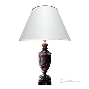 Michelangelo-LAMPE aus schwarzem Marmor, Lampenschirm aus authentischem Naturstein, luxuriöses Dekorationselement.