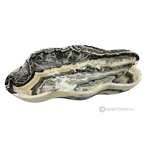MITTELSTÜCK aus Zebra-Onyx, authentischer Naturstein, luxuriöses, handgefertigtes Element.