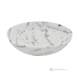 SCHALE aus Bianco Ibiza-Marmor, authentischer Naturstein mit einzigartiger Maserung, handgefertigt.