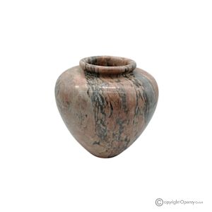 Kugelförmige VASE aus rosa Marmor, echter Naturstein, handgefertigt, raffiniertes Design.
