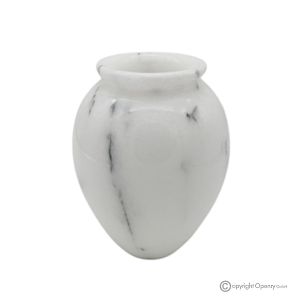 Gebogene VASE aus weißem Ibiza-Marmor, echter Stein, handgefertigt, elegantes Design.