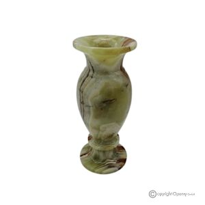 VASE, Amphore aus grünem Onyxmarmor, echter Stein, handgefertigt, elegantes Design.