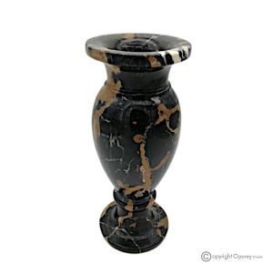 VASE, Amphore aus schwarzem Michelangelo-Marmor, echter Stein, handgefertigt, raffiniertes Design.