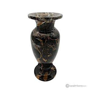 VASE, Amphore aus echtem schwarzem Michelangelo-Marmor, handgefertigt, klassisches Design.