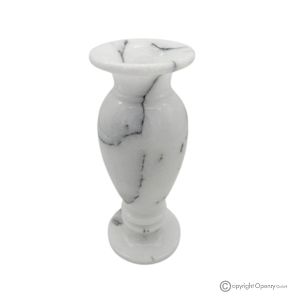 VASE, Amphore aus echtem weißem Ibiza-Marmor, handgefertigt, mit elegantem und klassischem Design.