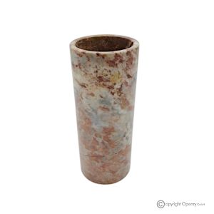 Zylindrische Vase aus rotem Marmor. Wertvoller Naturstein, handgefertigt, raffiniertes Design.