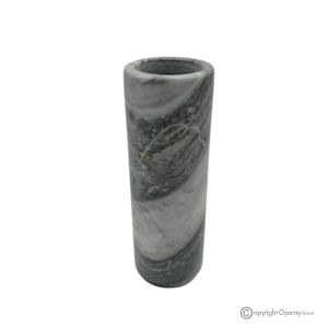 Zylindrische VASE aus grauem Marmor, echter Naturstein, handgefertigt, modernes Design.