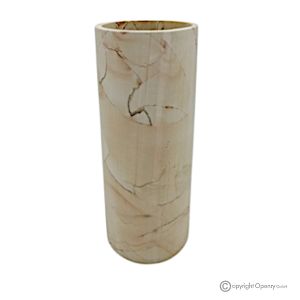 Zylindrische VASE aus Teakmarmor, authentischem Naturstein, handgefertigt, elegantes Design.