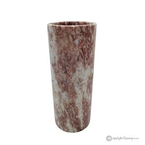Zylindrische VASE aus rotem Prezioso-Marmor, echter Naturstein, handgefertigt.