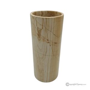 Zylindrische VASE aus Teakmarmor, Naturstein, handgefertigt, elegantes Design.