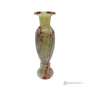 Amphorenvase aus grünem Onyxmarmor, Naturstein, handgefertigt, elegantes Design.