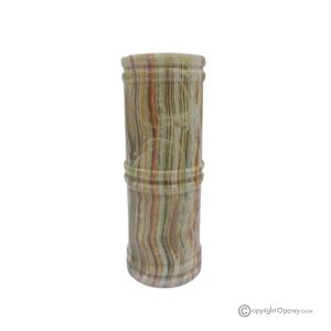 Vase aus grünem Onyxmarmor, echter Stein, handgefertigt, dekoratives und elegantes Design.