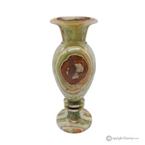 VASE, Amphore aus grünem Onyxmarmor, echter Naturstein, handgefertigt, dekorativ.