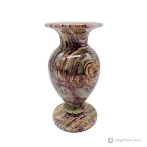 VASE, Amphore aus grünem Onyxmarmor, echter Naturstein, handgefertigt, dekorativ.