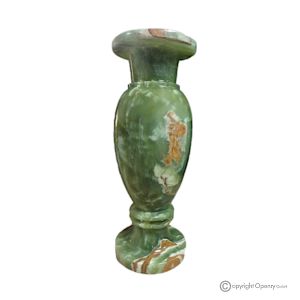 VASE, Amphore aus grünem Onyxmarmor, echter Naturstein, handgefertigt, dekorativ.