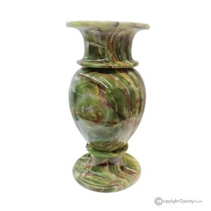 VASE aus grünem Onyxmarmor, echter Stein höchster Qualität, handgefertigt, dekorativ.