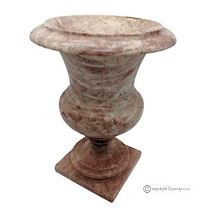 Medici-VASE aus rosa Marmor, Naturstein, handgefertigt, elegantes Design.