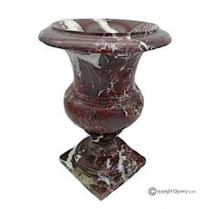 Medici-VASE aus rotem Levanto-Marmor, Naturstein, handgefertigt, elegantes Design.