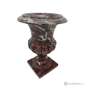 Medici-VASE aus rotem Levanto-Marmor, echter Stein, handgefertigt, elegantes und klassisches Design.