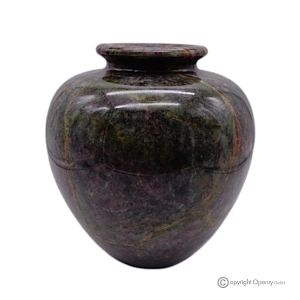 Kugelförmige Marmorvase, hochwertiger Naturstein, handgefertigt, Luxusartikel.