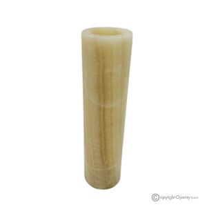 Zylindrische Blumenvase aus bernsteinfarbenem Onyxmarmor, hochwertiger Naturstein, handgefertigt.