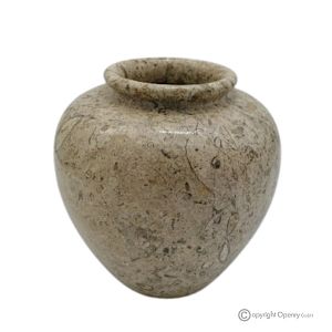 Kugelförmige Blumenvase aus Marmor, hochwertiger natürlicher Fossilstein, handgefertigt, klassisches Design.