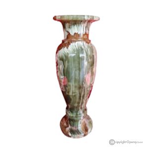 VASE, Amphore aus grünem Onyxmarmor, echter Stein, handgefertigt, elegantes und klassisches Design.