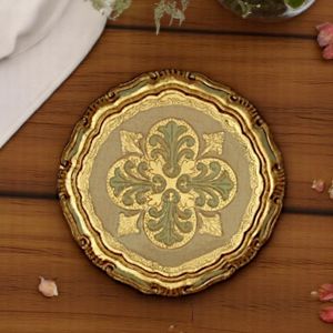 Edles Holztablett, handverziert mit 24-Karat-Blattgold im Herzen von Florenz.