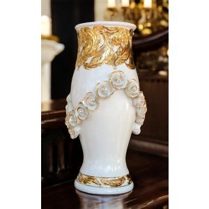 GIUBILO Italienische Keramik Vase handgemacht 24k Goldfarbe Swarovski-Kristalle Barockstil
