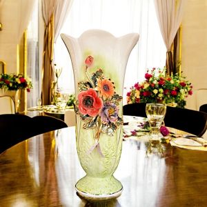 PREZIOSO Italienische Keramik Vase handgemacht 24k Goldfarbe Blumen Barockstil handbemalt