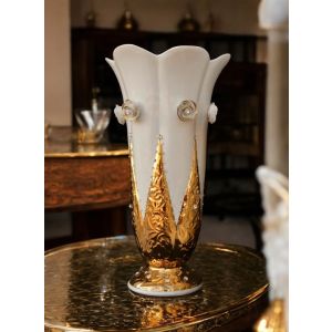 VISIBILLIO Italienische Keramik Vase handgemacht 24k Goldfarbe Swarovski-Kristalle