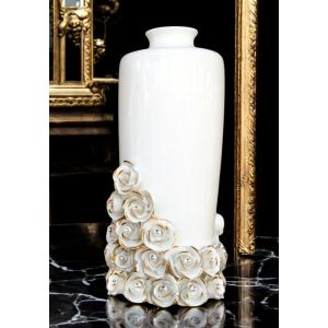 SPLENDIDO Italienische Keramik Vase handgemacht 24k Goldfarbe Swarovski-Kristalle