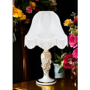 LAMPE Tischlampe Abat-jour Tischluechte  Keramik im Barockstil mit Details aus 24 Karat Gold Made in Italy