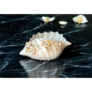 HÜLSE Exklusives Ornament aus Keramik im Barockstil mit Details aus 24 Karat Gold Made in Italy