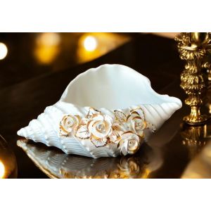 HÜLSE Exklusives Ornament aus Keramik im Barockstil mit Details aus 24 Karat Gold Made in Italy
