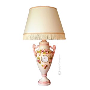 LAMPE Tischlampe Abat-jour Tischluechte  Keramik im Barockstil mit Details aus 24 Karat Gold Made in Italy