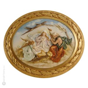 GEBURT Bild Basrelief Flachrelief Porzellan Capodimonte Handgemacht Made in Italy