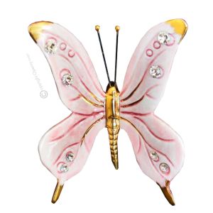 SCHMETTERLING Wanddekoration Ornament zum Aufhängen Keramik im Barockstil mit 24k Goldfarbe Swarovski-Kristalle