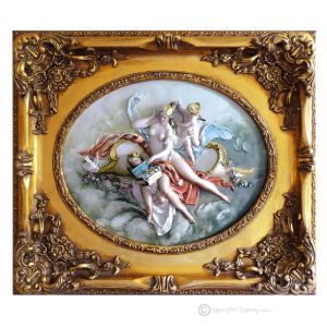 TOILETTE DER VENUS Bild Basrelief Flachrelief Porzellan Capodimonte Made in Italy